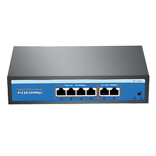 Eurovision EV-F0420FBL-C 4 port PoE+ network switch for CCTV IP cameras