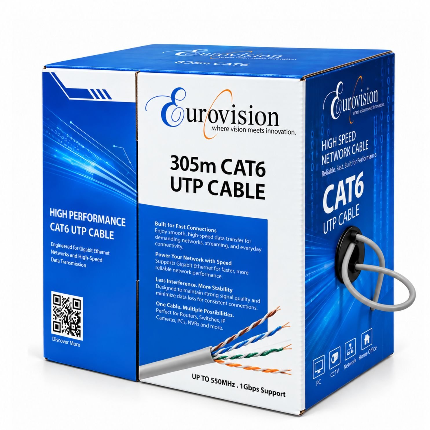 Eurovision EV-C1008-GR 305m CAT6 UTP Indoor Cable